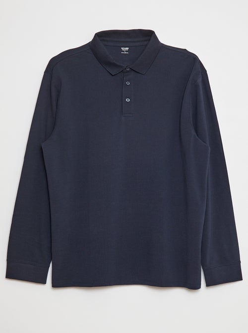 Polo de piqué de algodón de manga larga - Kiabi