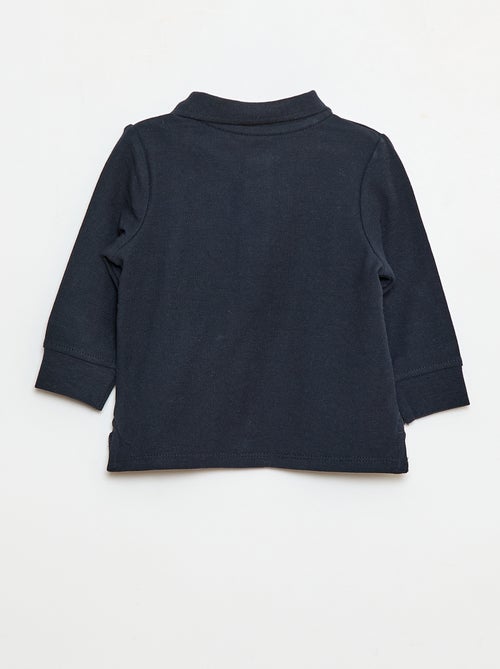 Polo de piqué de algodón de manga larga - Kiabi