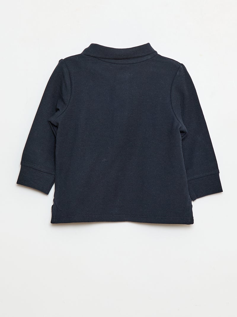 Polo de piqué de algodón de manga larga Azul - Kiabi