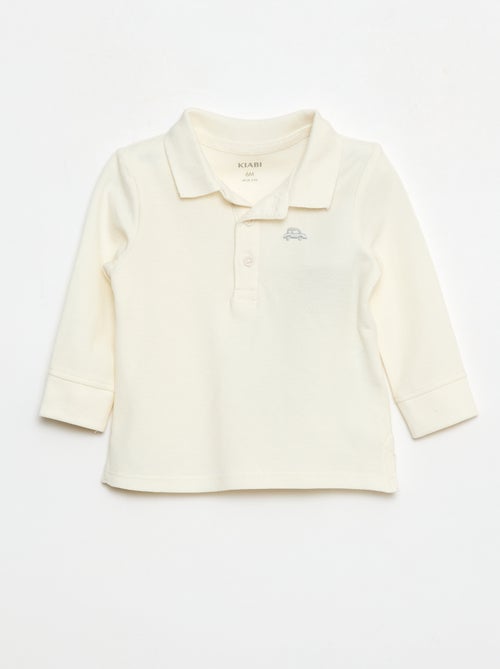 Polo de piqué de algodón de manga larga - Kiabi