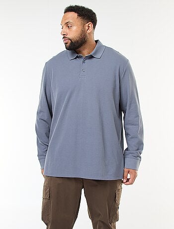 Polo de piqué de algodón de manga larga