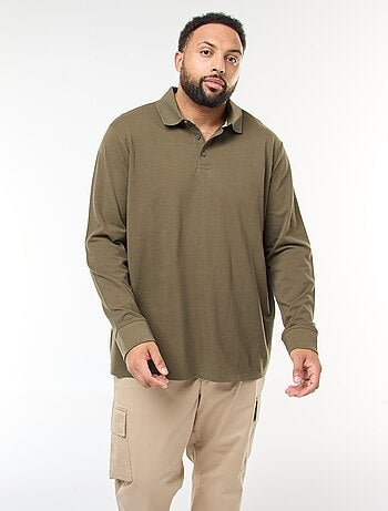 Polo de piqué de algodón de manga larga