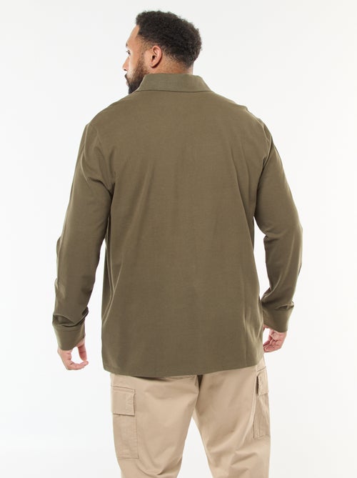 Polo de piqué de algodón de manga larga - Kiabi