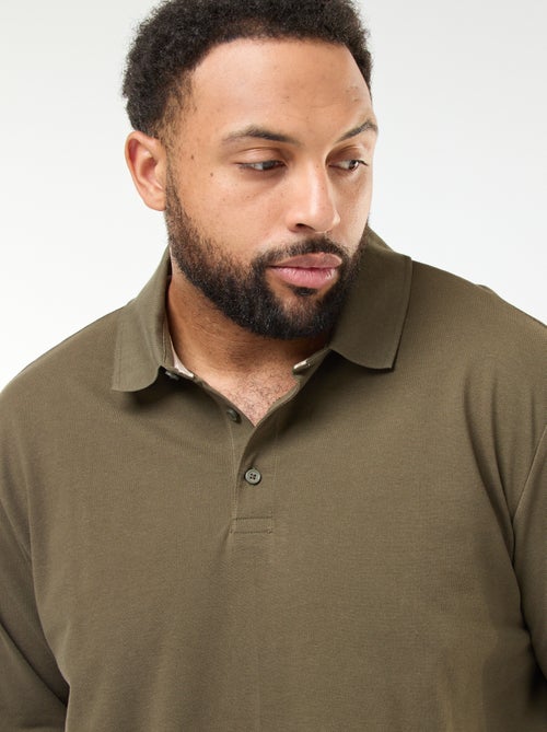 Polo de piqué de algodón de manga larga - Kiabi