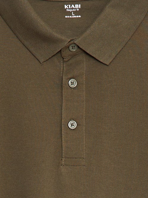 Polo de piqué de algodón de manga larga - Kiabi