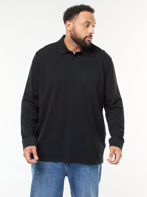 Polo de piqué de algodón de manga larga - Kiabi