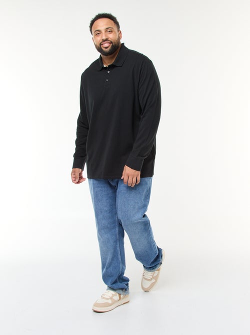 Polo de piqué de algodón de manga larga - Kiabi