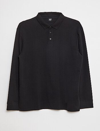 Polo de piqué de algodón de manga larga