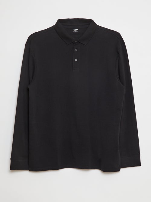 Polo de piqué de algodón de manga larga - Kiabi