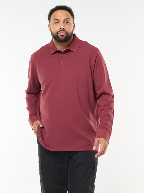 Polo de piqué de algodón de manga larga - Kiabi