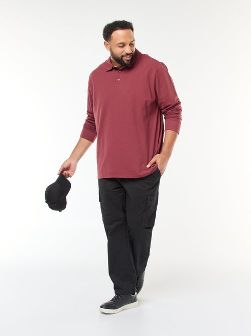 Polo de piqué de algodón de manga larga - Kiabi