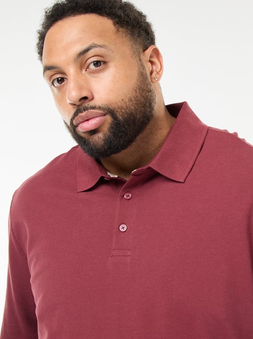 Polo de piqué de algodón de manga larga - Kiabi