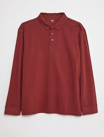 Polo de piqué de algodón de manga larga