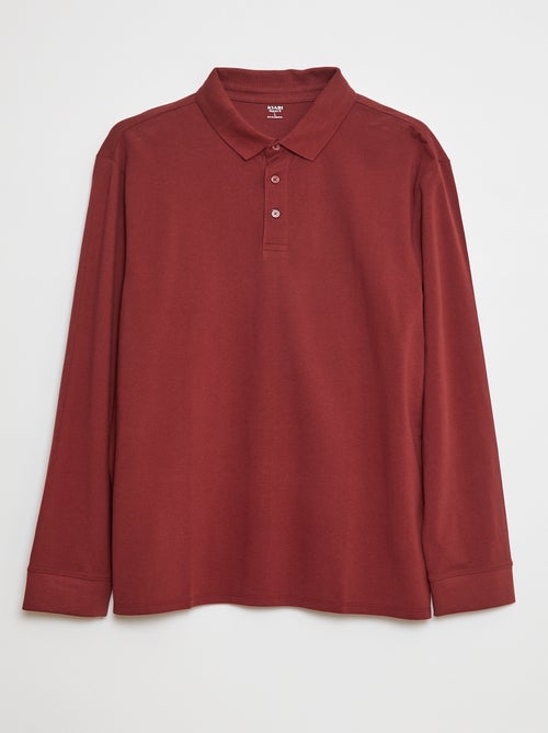 Polo de piqué de algodón de manga larga - Kiabi
