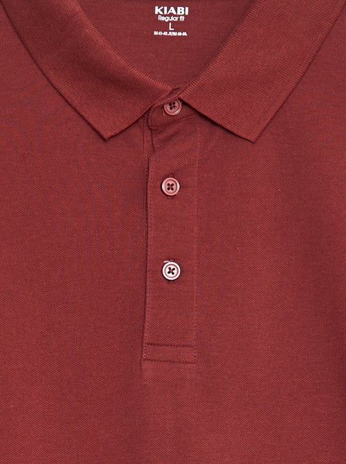 Polo de piqué de algodón de manga larga - Kiabi