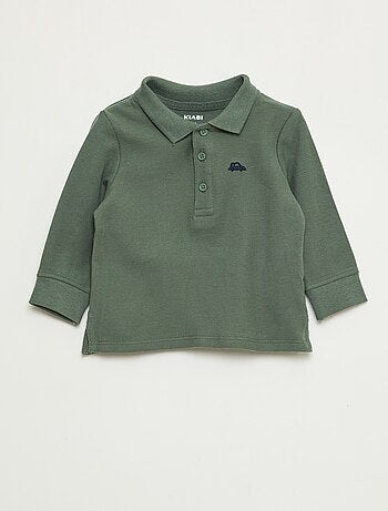 Polo de algodón piqué de manga larga