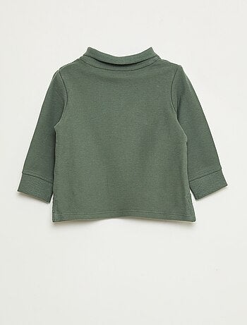 Polo de algodón piqué de manga larga