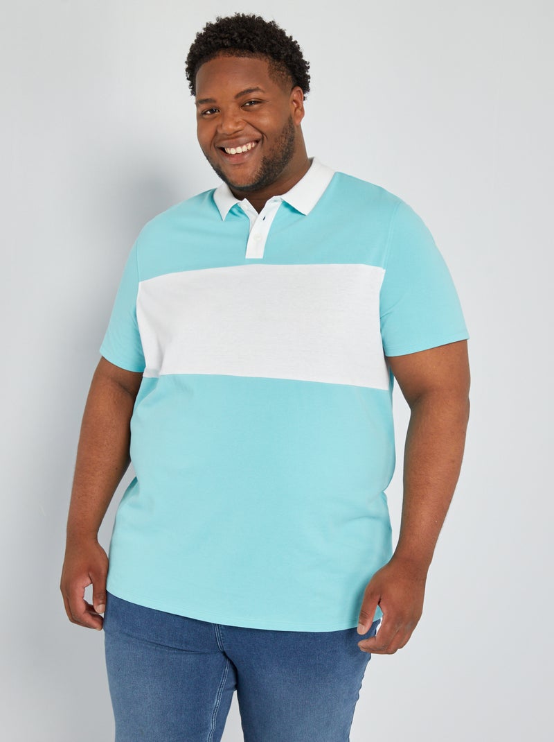 Polo de piqué de algodón elástico AZUL - Kiabi