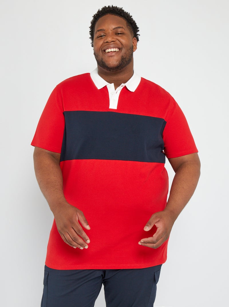Polo de piqué de algodón elástico ROJO - Kiabi
