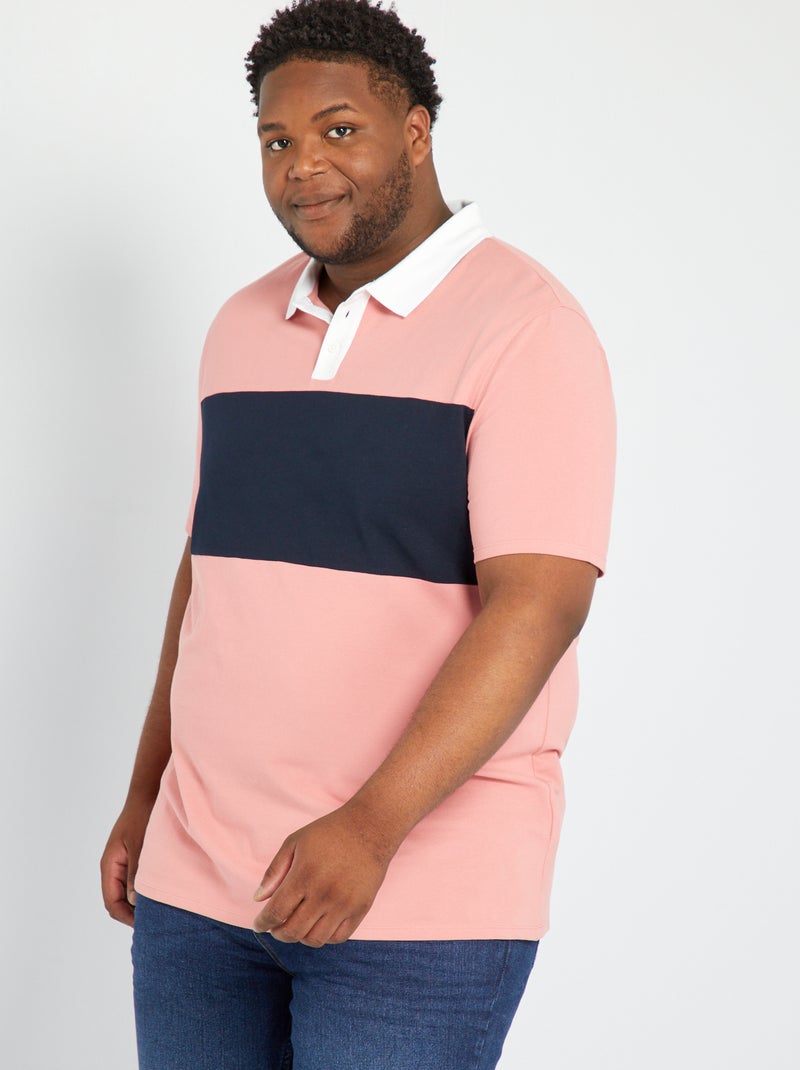 Polo de piqué de algodón elástico rosa - Kiabi