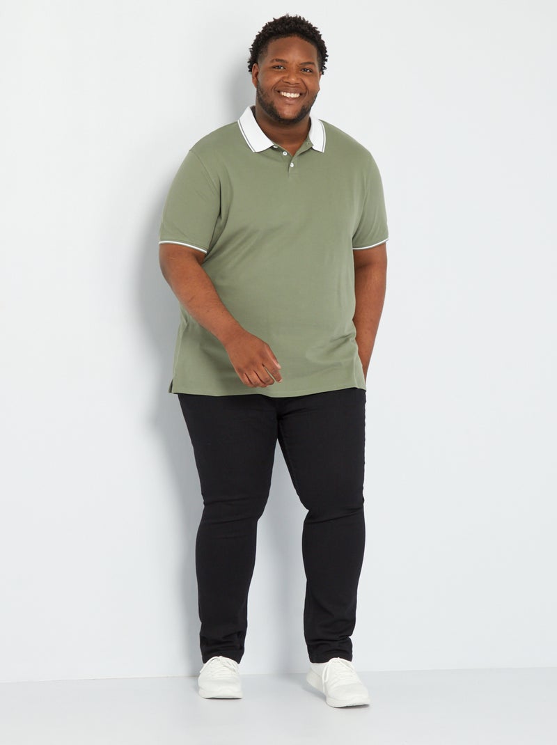 Polo de piqué de algodón elástico verde liquen - Kiabi