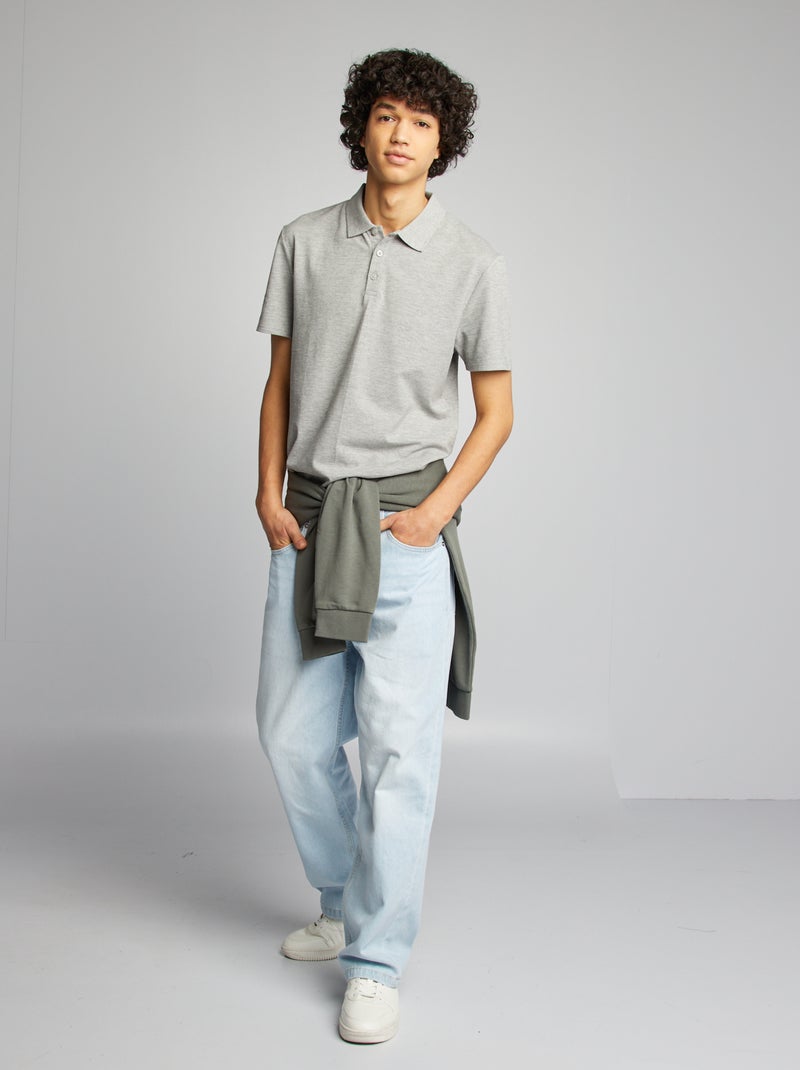 Polo de piqué de algodón GRIS - Kiabi