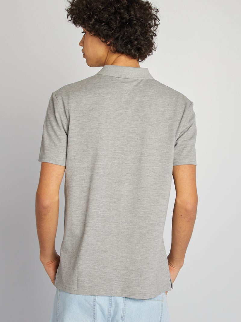 Polo de piqué de algodón GRIS - Kiabi