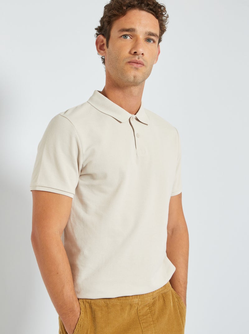 Polo de piqué de algodón gris luna - Kiabi