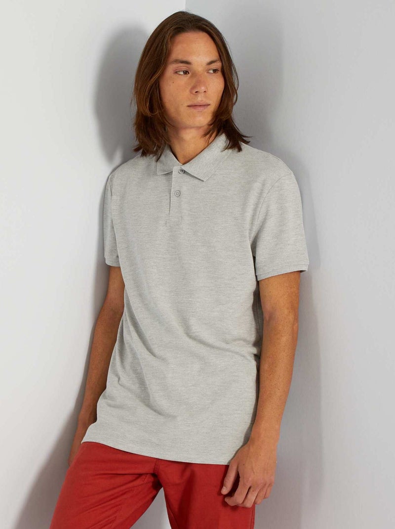 Polo de piqué de algodón GRIS - Kiabi