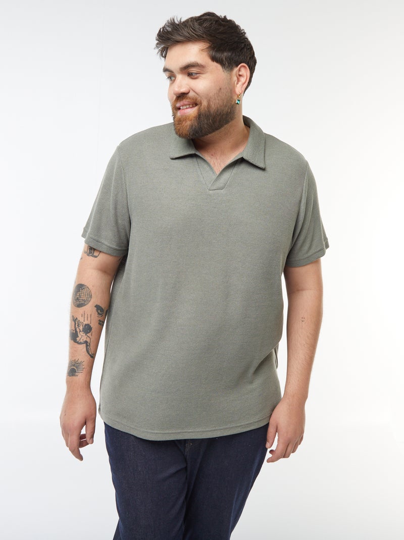 Polo de piqué de algodón Kaki - Kiabi