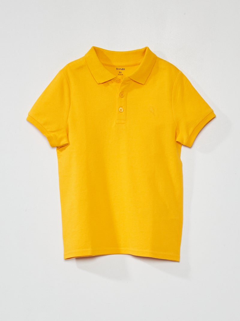 Polo de piqué de algodón liso AMARILLO - Kiabi