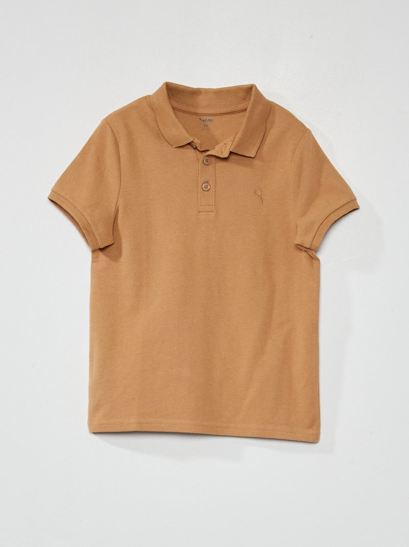 Polo de piqué de algodón liso BEIGE - Kiabi