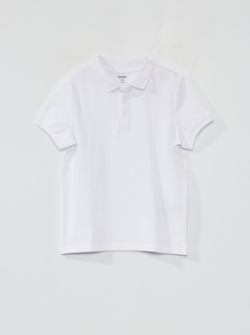 Polo de piqué de algodón liso Blanco - Kiabi