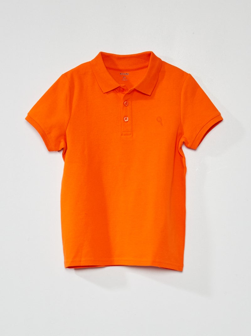 Polo de piqué de algodón liso NARANJA - Kiabi
