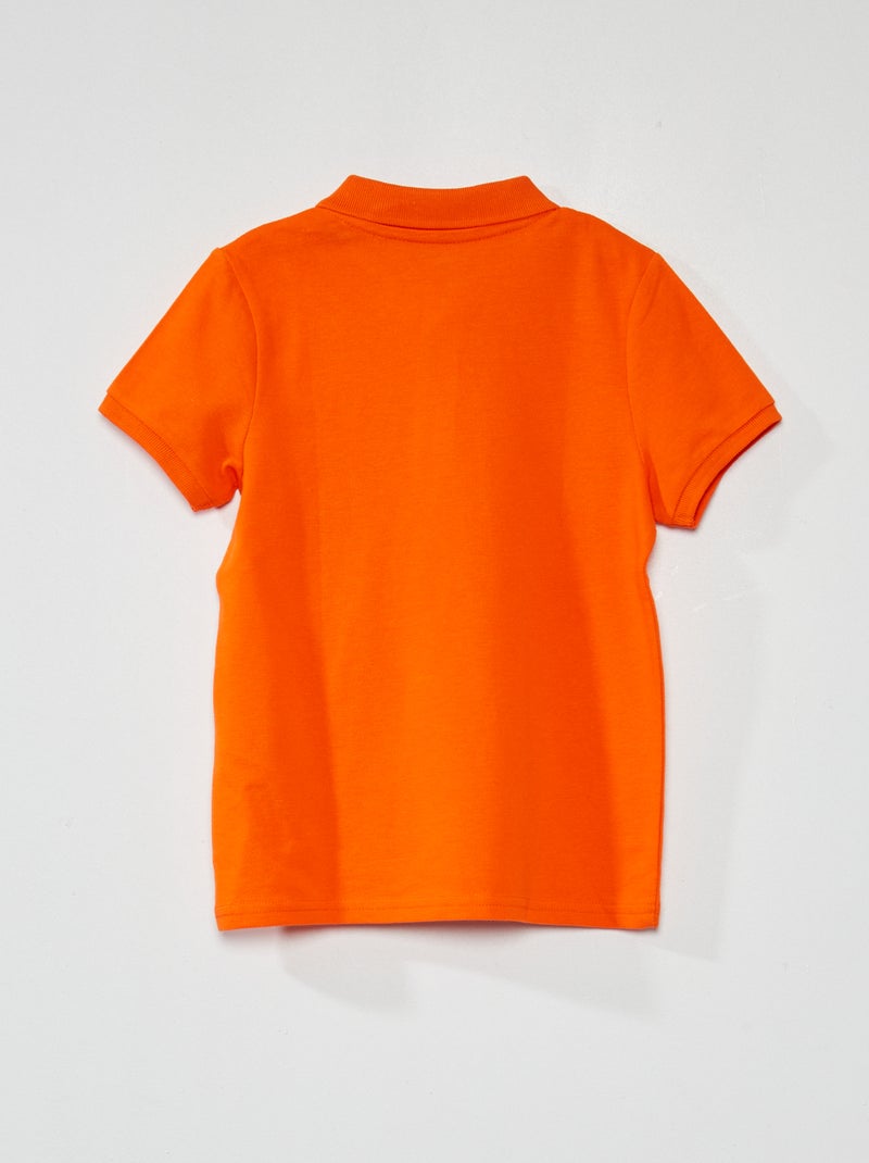 Polo de piqué de algodón liso NARANJA - Kiabi