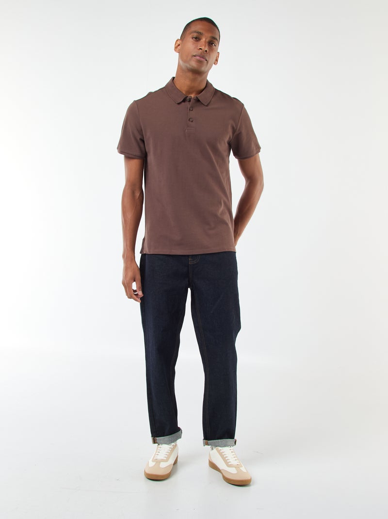 Polo de piqué de algodón Marron - Kiabi