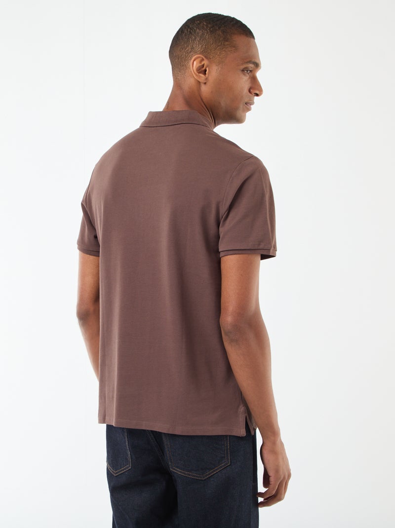 Polo de piqué de algodón Marron - Kiabi