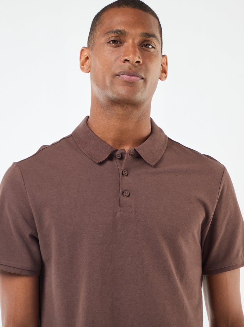 Polo de piqué de algodón Marron - Kiabi