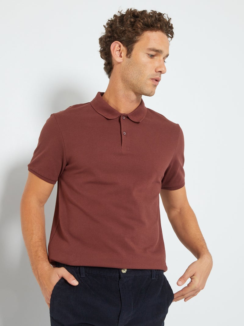 Polo de piqué de algodón MARRON - Kiabi