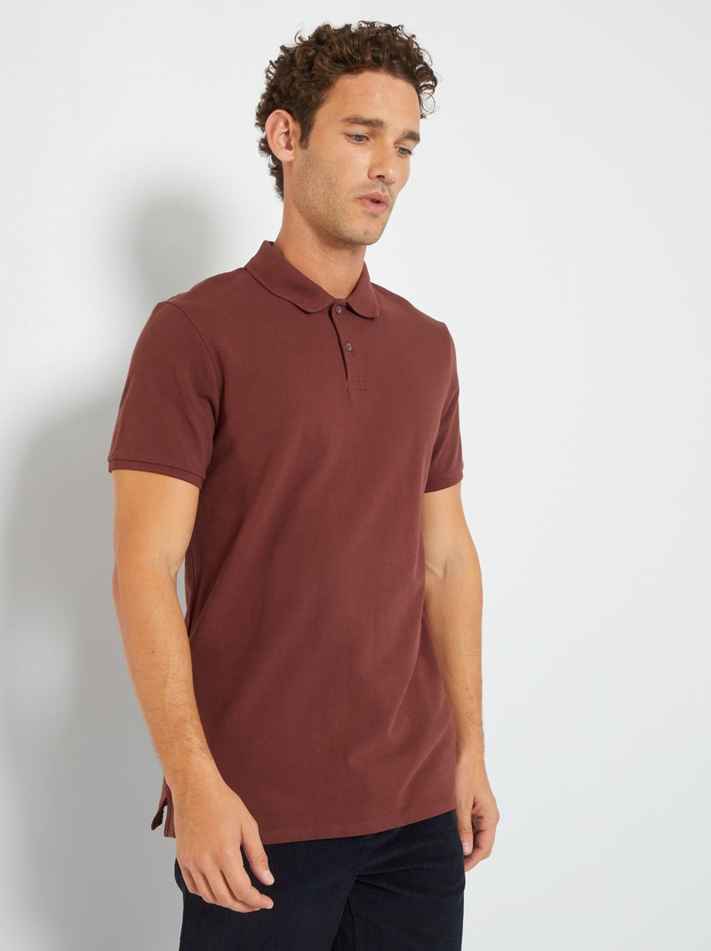 Polo de piqué de algodón MARRON - Kiabi