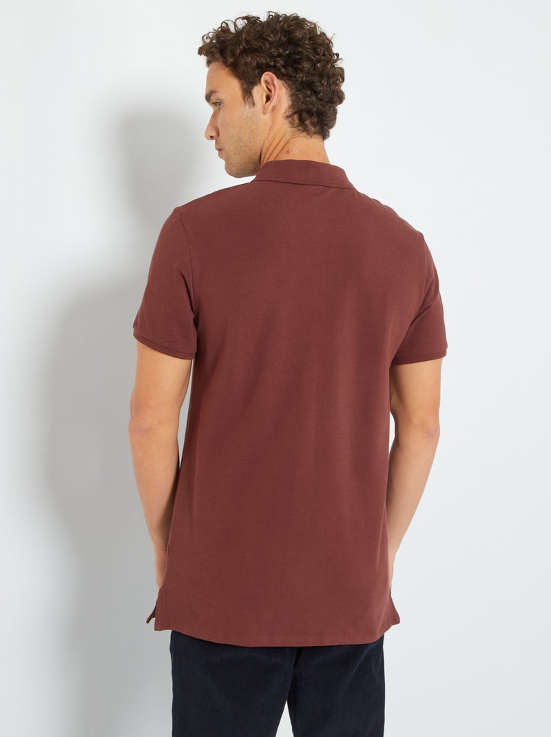 Polo de piqué de algodón MARRON - Kiabi