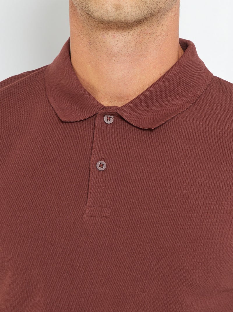 Polo de piqué de algodón MARRON - Kiabi
