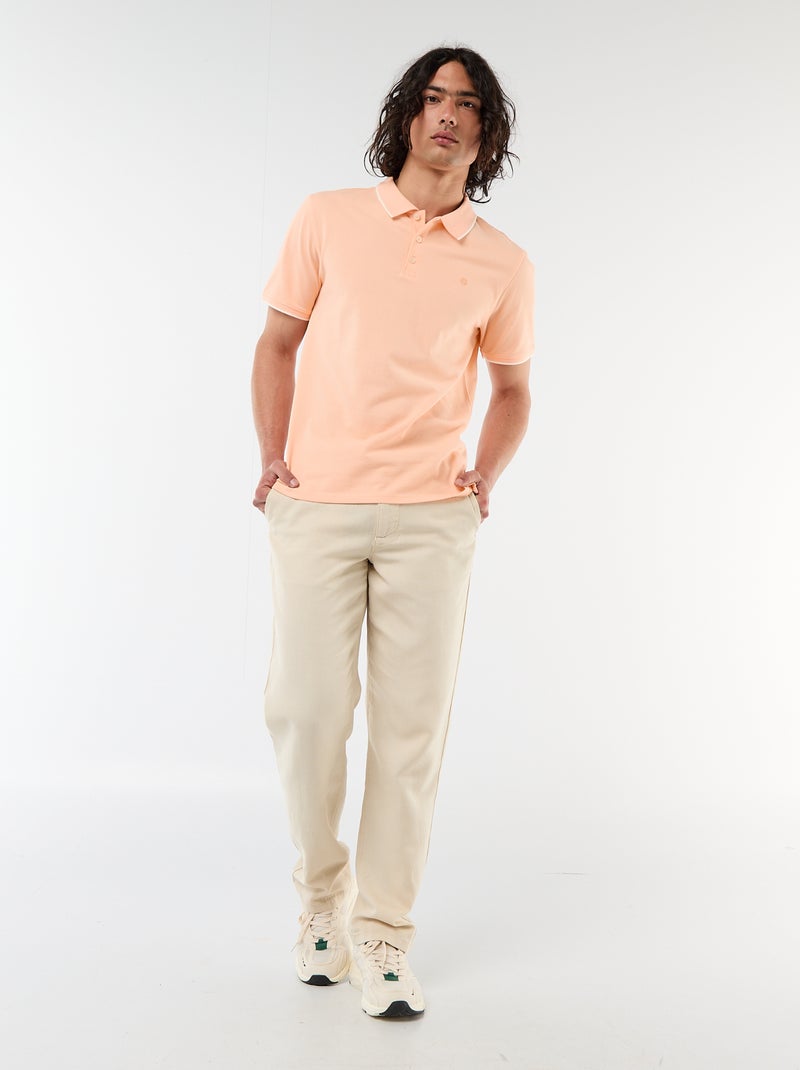 Polo de piqué de algodón Naranja - Kiabi