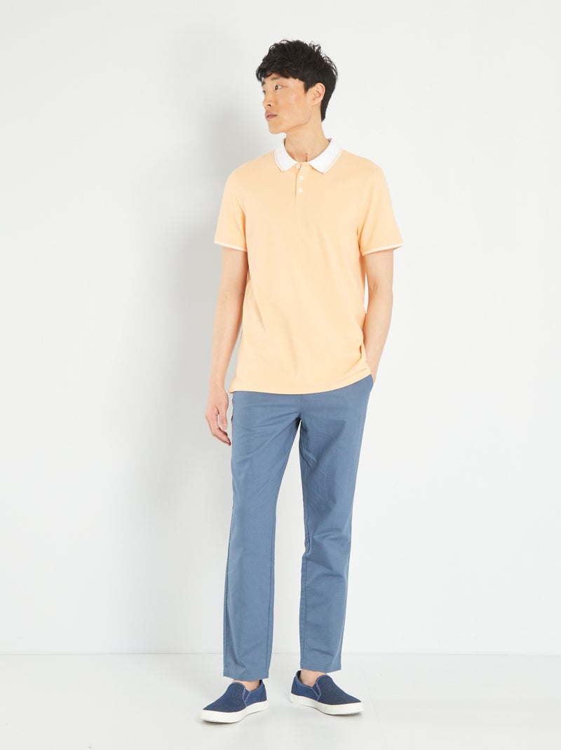 Polo de piqué de algodón NARANJA - Kiabi