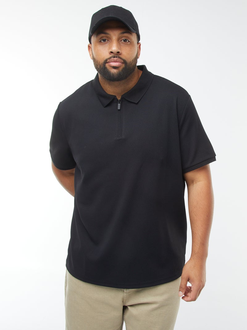 Polo de piqué de algodón negro - Kiabi