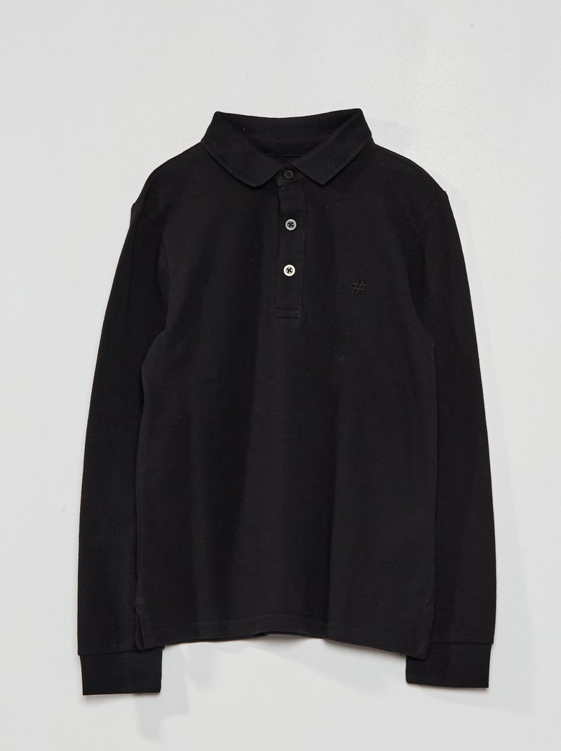 Polo de piqué de algodón Negro - Kiabi