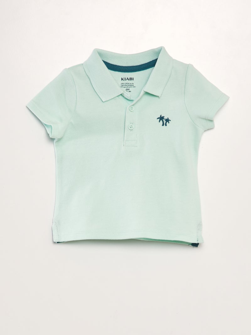 Polo de piqué de algodón 'palmeras' VERDE - Kiabi