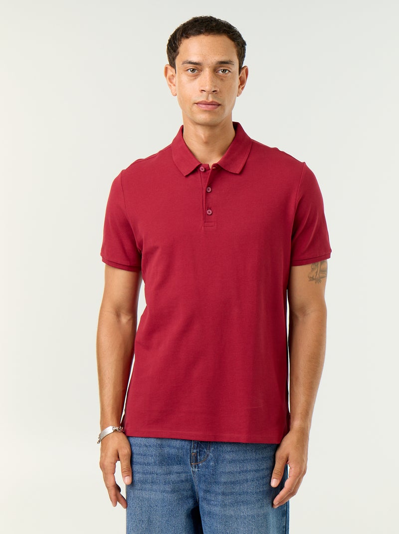 Polo de piqué de algodón Rojo - Kiabi