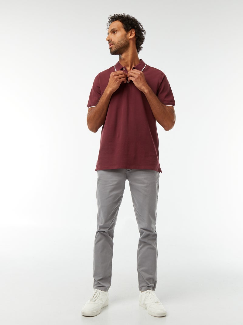 Polo de piqué de algodón rojo - Kiabi