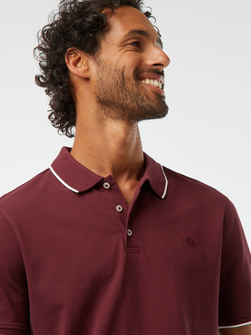 Polo de piqué de algodón rojo - Kiabi